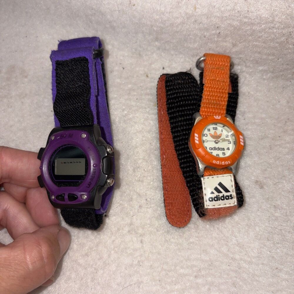 Womens Adidas Sport Watch With Felpro Band 1990s Orange retro y2k Watch Water